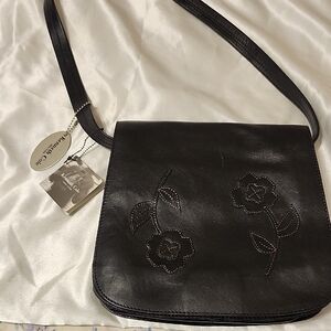 Kenneth Cole Black Crossbody Bag with Floral Design
